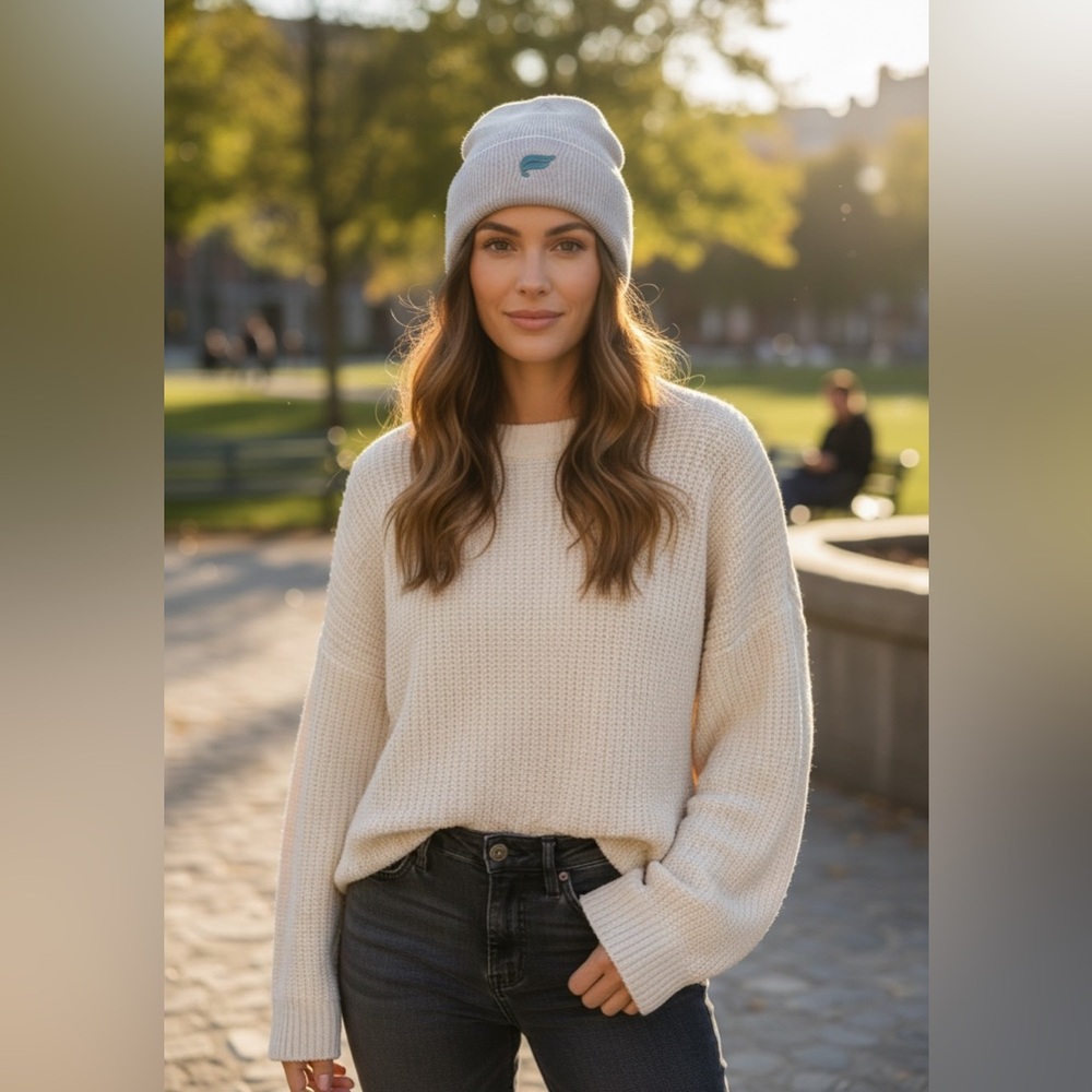 NEW• Fabletics•Unique Lilac & Teal Beanie Hat